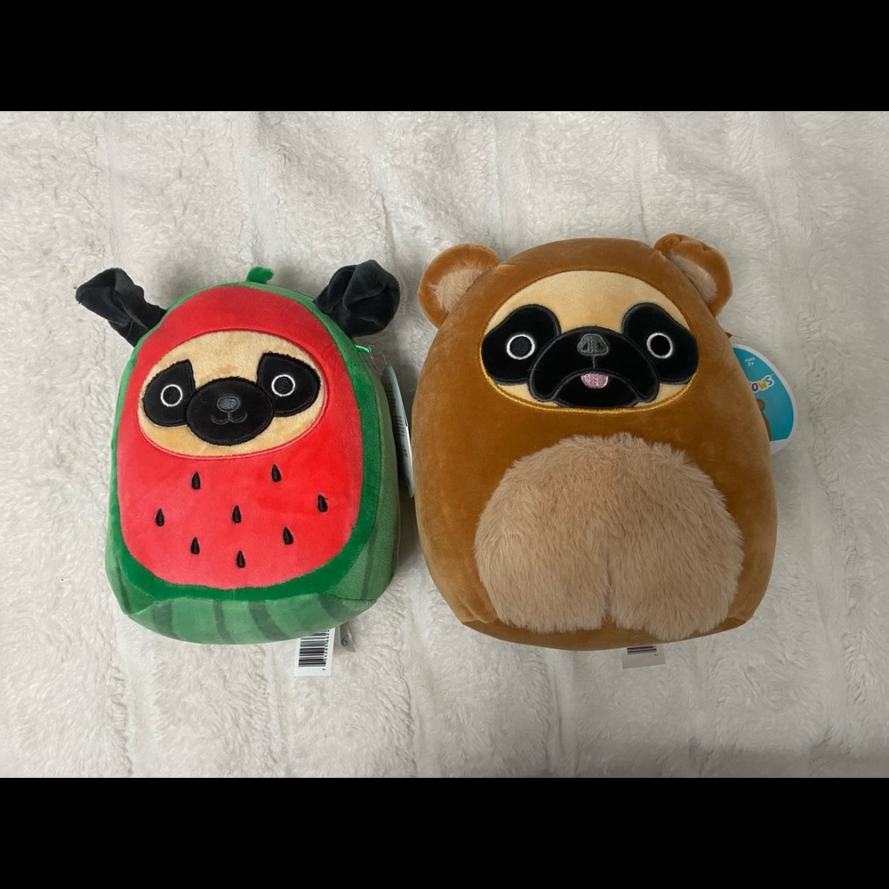 Prince Pug Squishmallows. Includes 2. Watermelon and Bear.